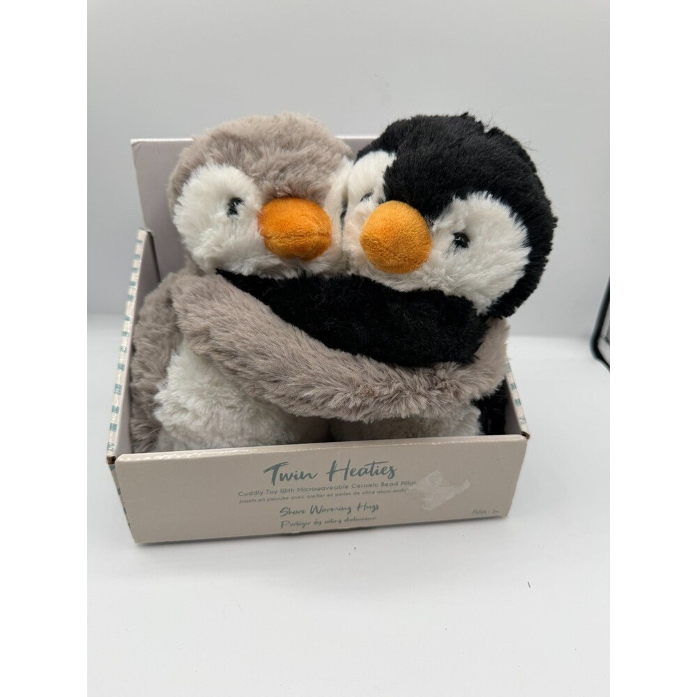 Twin Heaties Penguin Plush Pair Microwaveable Ceramic Bead Warmers Boxed